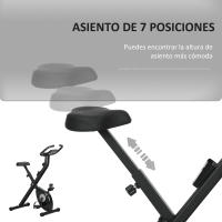 HOMCOM Bicicleta Estática Plegable con 8 Niveles de Resistencia Magnética Bicicleta de Ejercicio Fitness con Pantalla LCD y Asiento Regulable para Casa Oficina 43x85x109 cm Negro - details 4