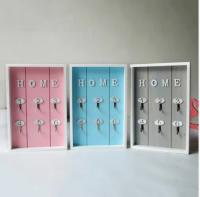 Caja para LLlaves de Madera de pared Con 6 Ganchos para Colgar Llaves, Gris - details 2