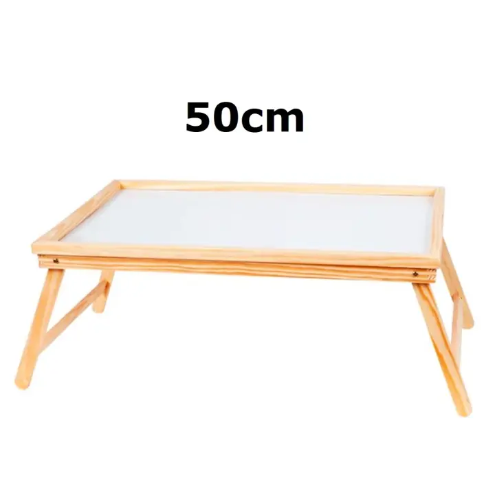 Mesa de cama,bandeja de cama plegable de madera 50 x 31 x 21 cm, mesa multiuso para desayuno con patas plegables, ligera y resistente, fondo blanco - 1