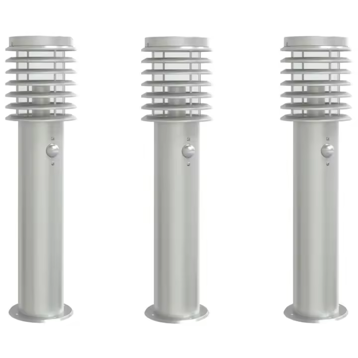 vidaXL Lámparas de suelo de exterior con sensor 3 uds acero inox 60 cm Color Plateado,  Negro, y mas - 1