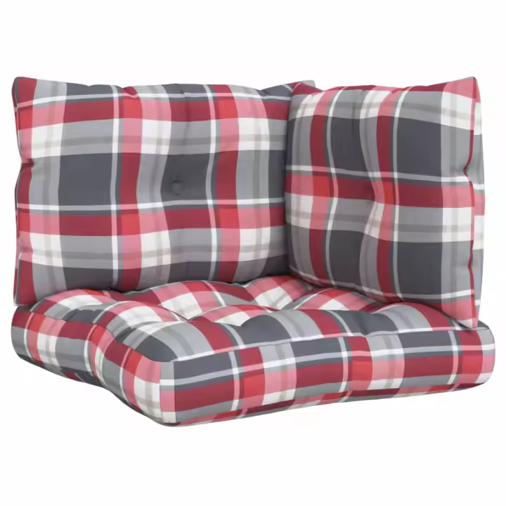 Cojín par Palet Unidade Canva Cuadros Rojos - 1