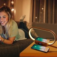 Lámpara de mesa de noche, lámpara de escritorio LED con control táctil con reloj digital y carga inalámbrica, lámpara de lectura regulable para uso doméstico y oficina, diseño moderno en varios - details 3