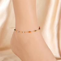 DIEYURO 316L Pulseras De Tobillo En Acero Inoxidable Para Mujer Con Cuentas De Colores Naturales Y Zirconia Moda Joyería Impermeable Regalo - details 8