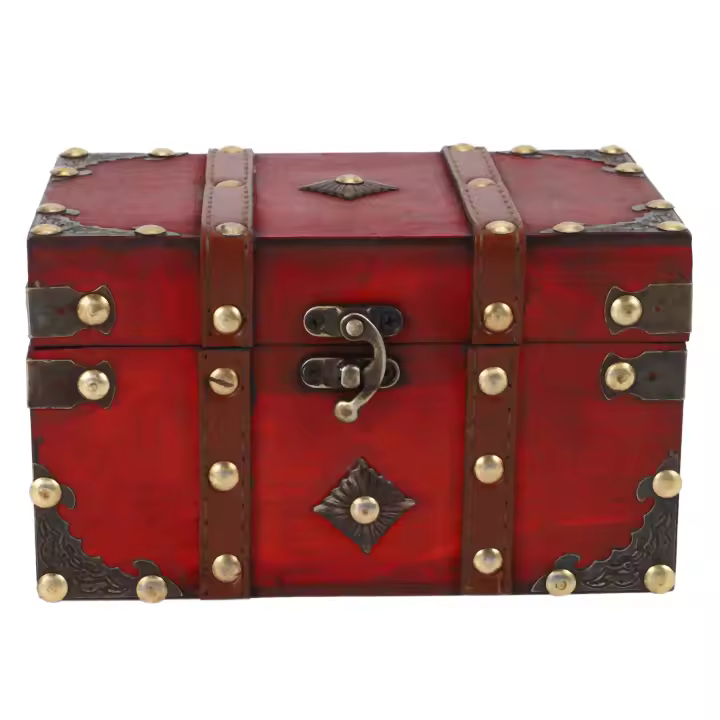 Cofre del Tesoro Retro, caja de almacenamiento de madera Vintage, organizador de joyas de estilo antiguo para joyero, caja de baratija pequeña - 1