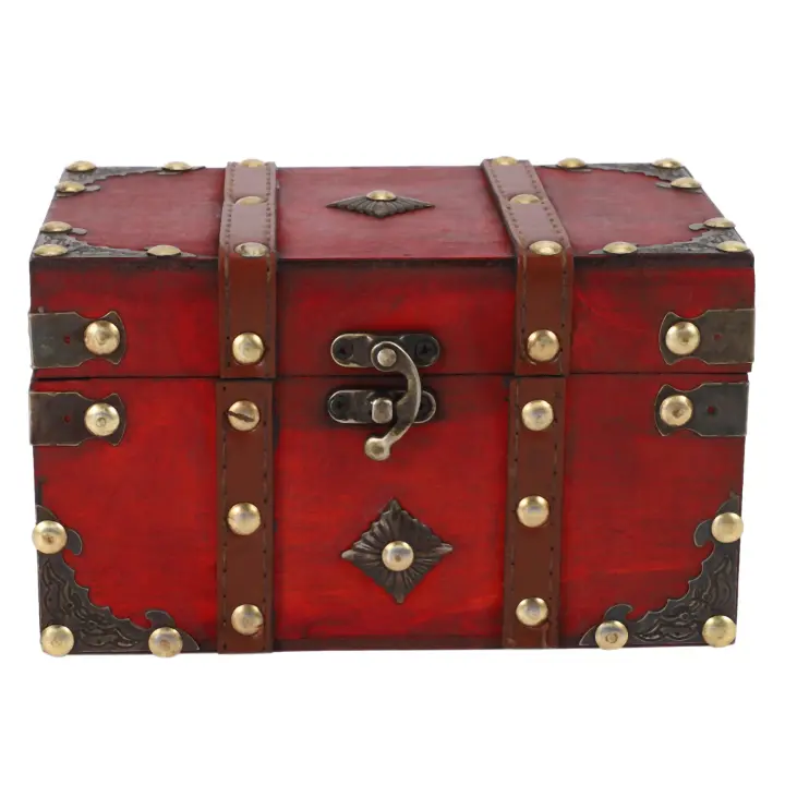 Cofre del Tesoro Retro, caja de almacenamiento de madera Vintage, organizador de joyas de estilo antiguo para joyero, caja de baratija pequeña - 1