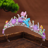 Diadema De Princesa Estilo Oceánico Con Mariposa Y Flores Accesorio Lindo Para El Cabello Para Niñas Adorno De Cabeza En Halloween - details 4