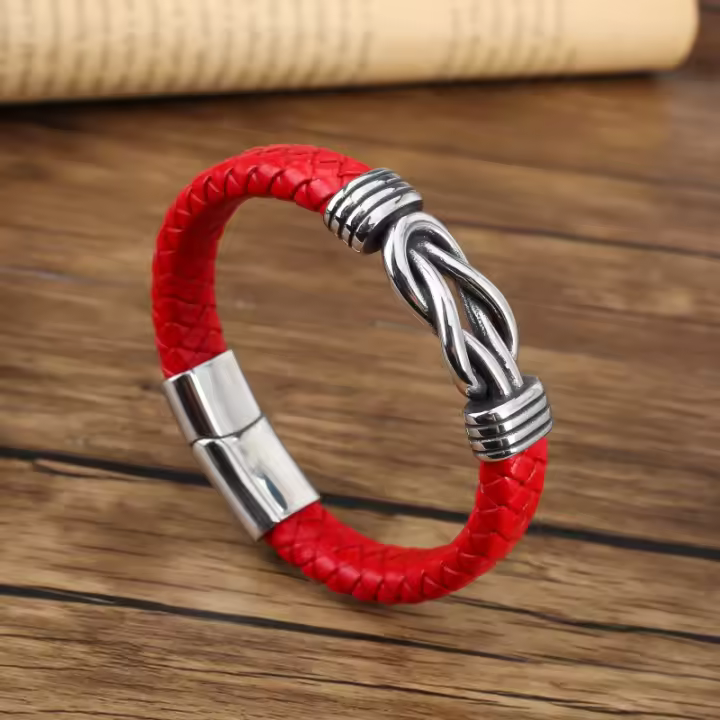 Pulsera De Lona De Henequén Para Hombres Y Mujeres Con Hebilla Magnética De Acero Inoxidable Joyería De Lujo Popular Pulsera De Malla Geométrica Estilo Punk - 1