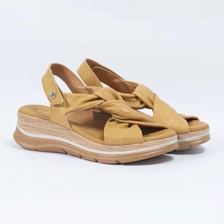 Paula Urban Sandalia Sunset 335 de Cuña Mujer Piel Tubular Belcro Altura 4,5 Cm Blanco - 1