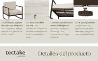 Tectake - Conjunto de salón de jardín COMOSA acolchado XXL, Conjunto de salón acogedor compuesto distintas partes, Máximo confort gracias a los cojines de asiento y respaldo ultragruesos, Estructuras de acero revestido en polvo para una máxima estabilidad - details 3