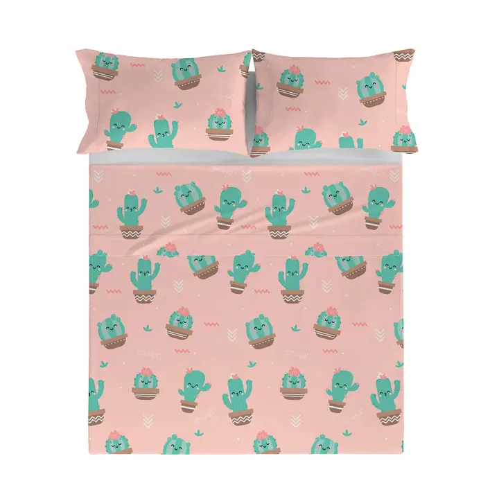 MR. WONDERFUL - Sábana encimera CACTUS 100% algodón 144 hilos, ropa de cama. Disponible para cama de 90 cm (160x270 cm), 135 cm (210x270 cm), 150/160 cm ( 240x270 cm), 180 cm (270x270 cm). Fabricado en España. - 1