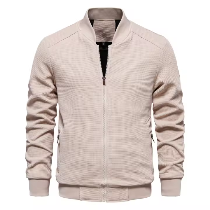 2024 Modelo de primavera y otoño Cuello alto Nueva chaqueta de color sólido para hombres Chaqueta casual Moda Ropa de hombre delgada - 1