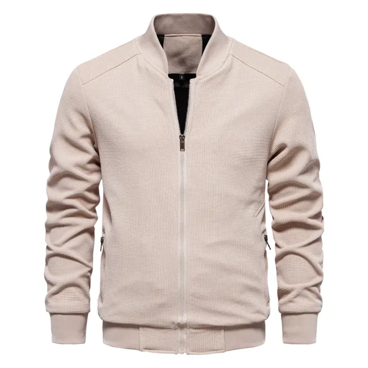 2024 Modelo de primavera y otoño Cuello alto Nueva chaqueta de color sólido para hombres Chaqueta casual Moda Ropa de hombre delgada - 1