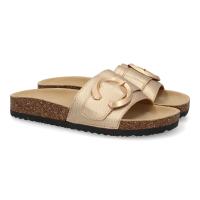 PuntoSalao Sandalias planas cómodas bio en pala para mujer color champan VR5-1757 - details 0