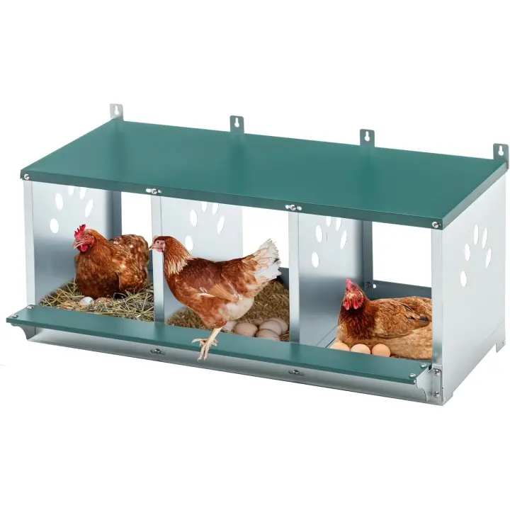 Caja nido para gallinas ponedoras, cajas nido para gallinas con 6 compartimentos, caja nido de metal extraíble para montaje en pared para gallinas y gallinas, caja nido para gallinas con orificios de ventilación, cajas para poner huevos - 1