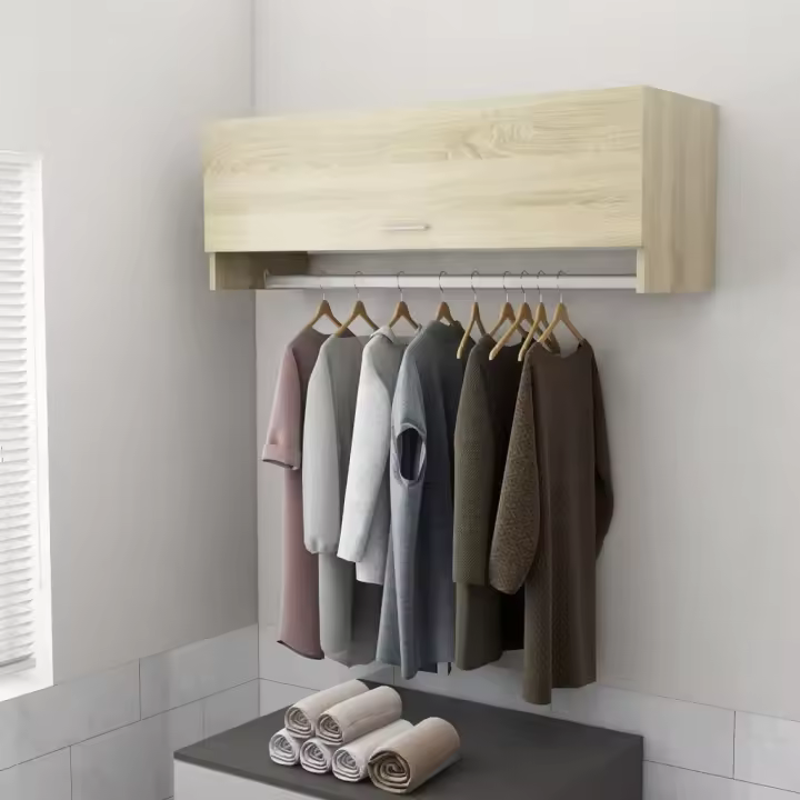vidaXL Armario de madera contrachapada 100x32,5x35 cm en color Blanco brillante/Marrón roble/Madera antigua y más | almacenamiento funcional diseño moderno para baño dormitorio sala - 1