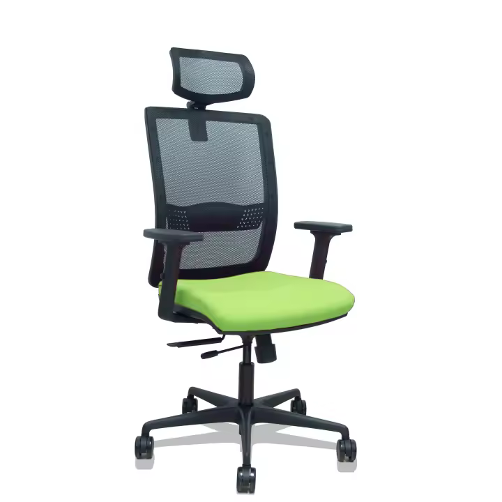 Silla Haches traslack malla negra asiento bali pistacho brazos 2D ruedas 65mm cabecero regulable - 1