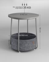 Mesa Auxiliar Redonda con Cesta de Tela - Espaciosa Mesa Lateral para Salón, Dormitorio o Mesita de Noche, Estilo Moderno, Disponible en Varios Colores - details 35