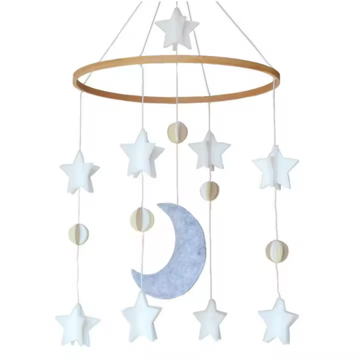 Móvil musical para Cuna de Bebé, Juguetes giratorios para dormir, Móvil para CUNA con carillón de Viento de Estrella Luna de FIELD, decoración para Cama de Bebé, juguetes colgantes - 1