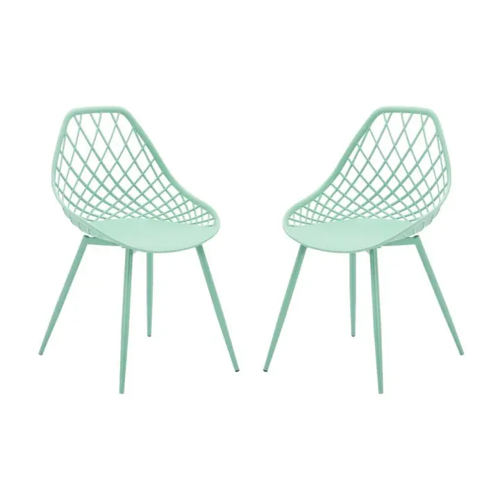 Vente-unique - Lote de 2 sillas de jardín de polipropileno con patas de metal - Verde Almendra - MALAGA de MYLIA - 1