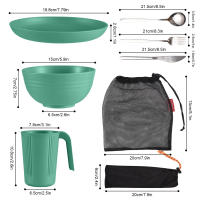 Juego De Utensilios Para Camping Portátil Con Tazón Plato Vaso Cuchara Tenedor Navaja De Acero Inoxidable Kit De Mesa Al Aire Libre Y Picnic - details 4