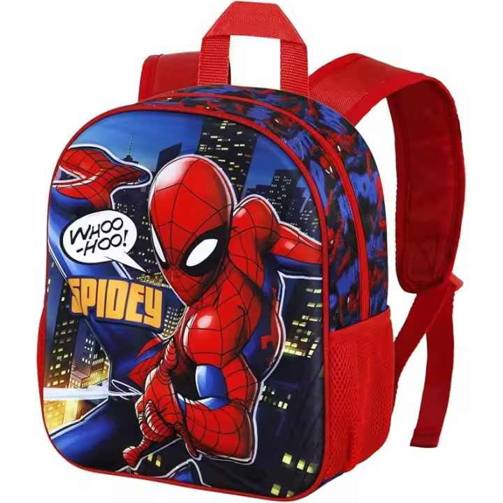 Mochila 3D Pequeña Mighty Spiderman Marvel Color Azul y Rojo. Tamaño 31x26x11cm. KARACTERMANIA - 1