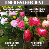 Luces Solares Para Jardín Peonia Decorativas Impermeables Para Ruta Patio Jardín Trasero Luz LED Moderna ABS Fuente De Energía Solar - details 1