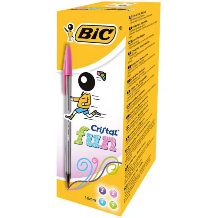 BIC Cristal Fun Bolígrafos Punta Ancha (1,6 mm) Colores Surtidos (Caja de 20 Uds) - 1