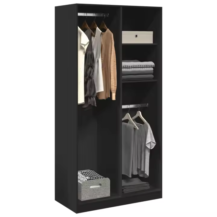 vidaXL Armario de madera contrachapada negro 100x50x200 cm - 1