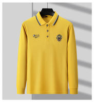 Camisa Polo Casual Para Hombres Con Bordado Manga Larga Color Sólido Moda Top Antigüedad Verano Blusa Regular De Algodónmezcla - details 10