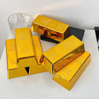 Ladrillo De Oro Plástico Electroplateado Hueco Barra De Oro Ornamentos Decoraciones Juguete Ladrillo De Oro Para Actividades - details 2