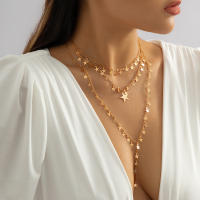IngeSight.Z Punk Multicapa Estrella Collar Con Colgantes Largo De Cadena Para Mujer Color Oro Encantos Conjunto Joyería - details 6