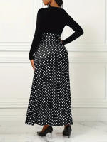 Vestido Maxis Polka Dot De Comodidad Todas Las Estaciones Cintura Alta Elegante Estilo A-Line Tejido Duradero Para Mujer - details 5