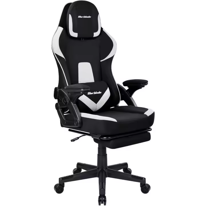 T-Lovendo - Silla Gamer Gaming Profesional Ergonómica y Tela Transpirable Antimanchas, Reposabrazos Abatibles, Altura y Respaldo Regulables, con Reposapiés. Garantía de satisfacción. - 1