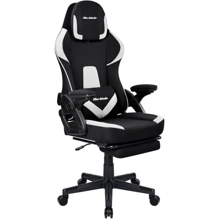T-Lovendo - Silla Gamer Gaming Profesional Ergonómica y Tela Transpirable Antimanchas, Reposabrazos Abatibles, Altura y Respaldo Regulables, con Reposapiés. Garantía de satisfacción. - 1