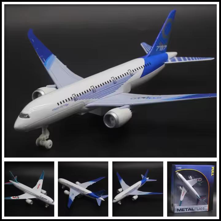 Modelo De Avión De Aluminio Boeing 787 24cm Con Luces Regalo Para Niños Hobby Coleccionables Metal Para Adolescentes Mayores De 14 Años - 1
