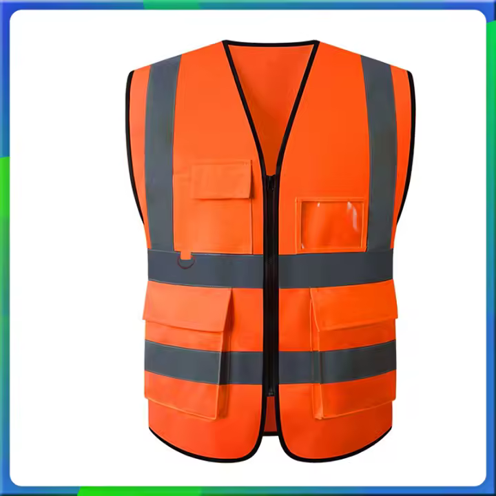 Chaleco De Seguridad Reflectante Para Verano Visibilidad Alta Con Bolsillos Cremallera Para Trabajo Nocturno Y Construcción Sin Mangas Unisex - 1