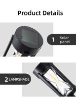 2PCS Luz Solar Para Camino Exterior Impermeable Decorativa Para Jardín Paisaje De Yarda Trasera Iluminación De Camino - details 3