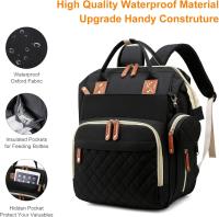 Bolsa de pañales with cambiador, moChila impermeable 3 en 1 Para pañales de Bebé con cambiador plegable, mochila de viaje grande para niños y niñas - details 1