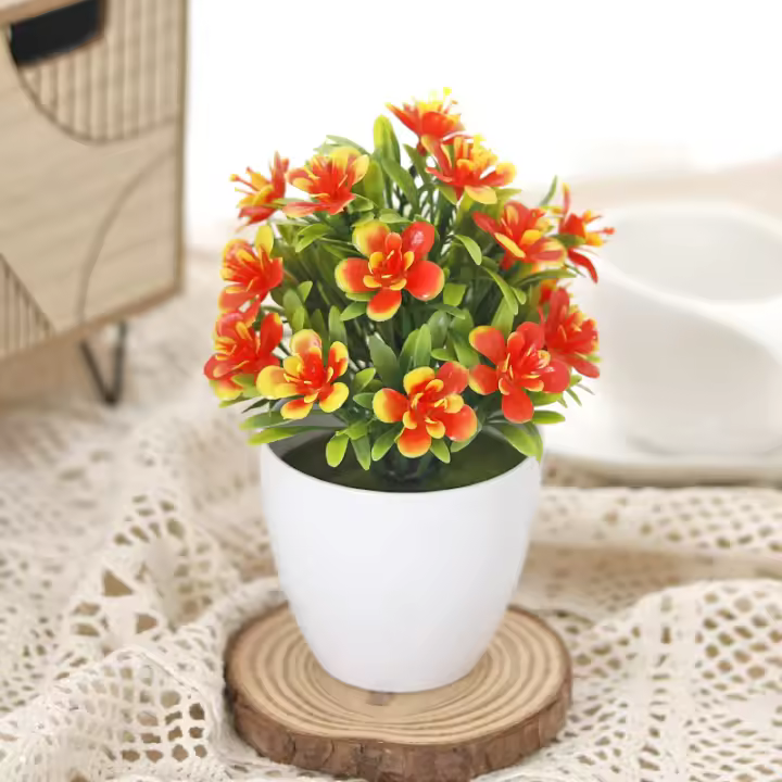Plantas De Bonsái De Flor De Cerezo Artificial Pequeña En Plástico Para Decoración De Oficina Hogar Y Exterior Regalo De San Valentín - 1