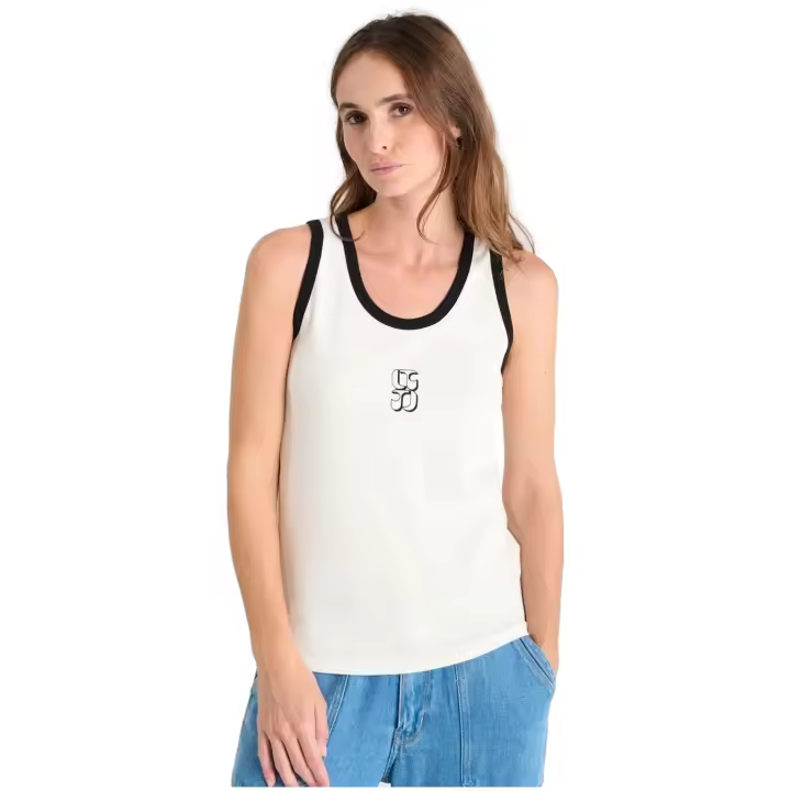 Camiseta LE TEMPS DES CERISES Roucas de Tirantes con Ribete en Contraste Color Blanca - 1
