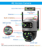 Cámara De Seguridad V380 Dual Lente 4G Con Visión Nocturna Y Detección De Humanos Impermeable 8MP 4K Batería CCTV Monitor Solar PIR - details 1