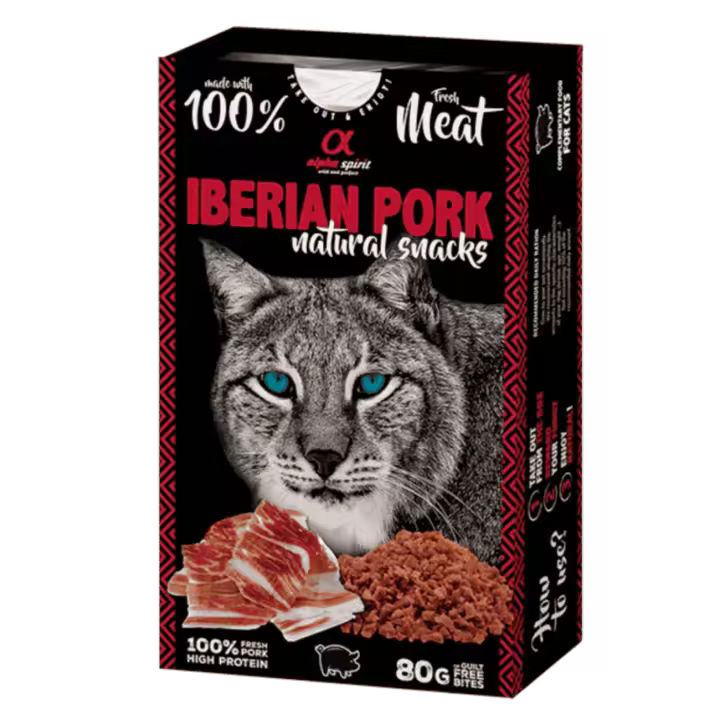 Alpha Spirit Snacks de Gato Natural sabor Jamón – Pack 6x80 g | 100% Natural y Sin Cereales - 1