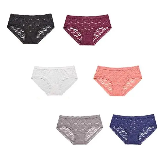 Pack 6 pcs Bragas Ropa interior de encaje sexy Bragas de bikini para mujer, Color Surtido - 1