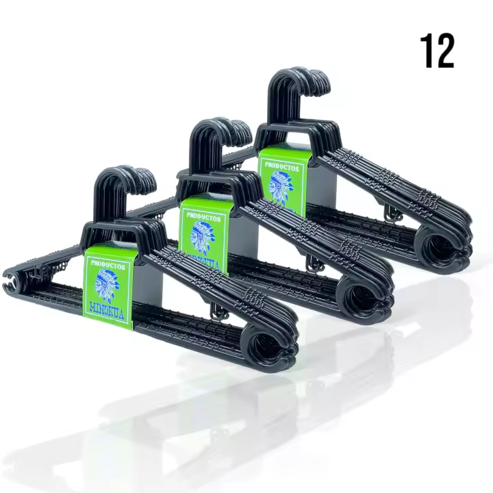 Perchas de Plástico Antideslizantes MINOKUA - Negras 39x17 Cm - 1