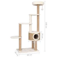 vidaXL Árbol para gatos cojín lujo poste rascador hierba marina 148 cm - details 6