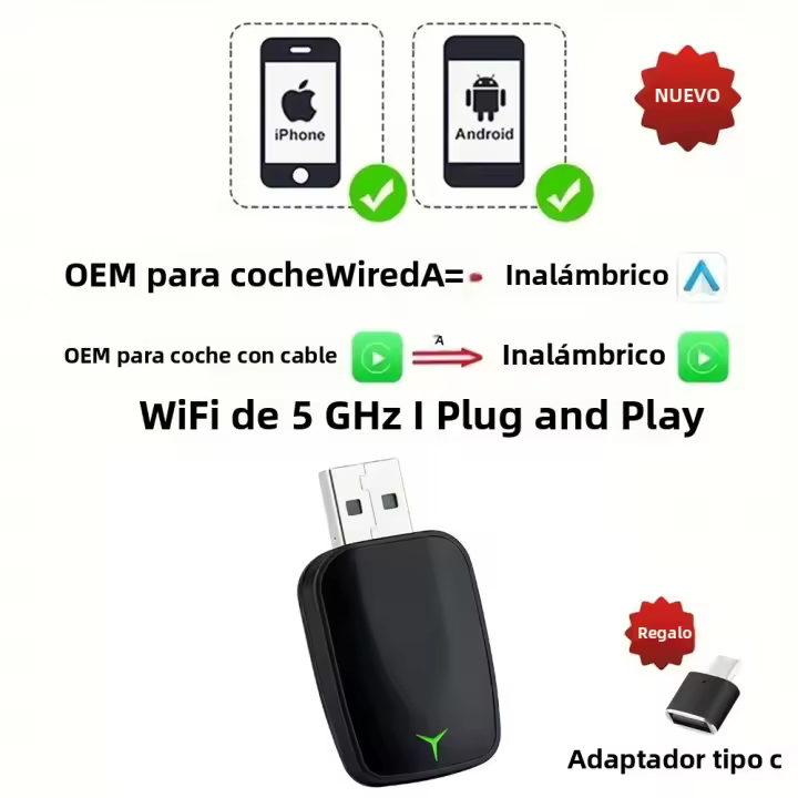 Adaptador Inteligente EKIY 2en1 Para Coche Con Wireless CarPlay Y Android Auto Sistema AI Para Coches Con Cable CarPlay - 1