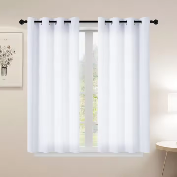 Cortina Opaca  para Salón Dormitorio - Cortina para Habitacion Color Solido - Cortinas Lisas Suave con Ojales para Ventanass 2 Piezas - 1