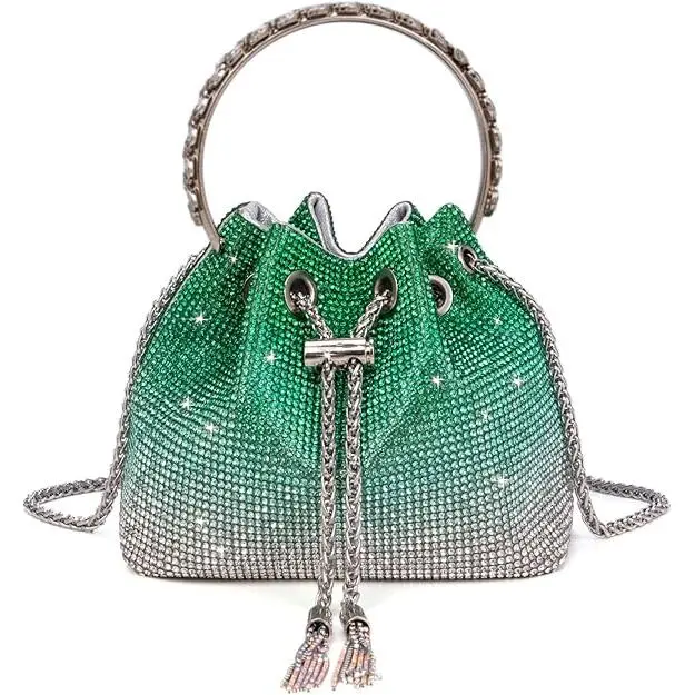 Monedero con cristales brillantes y diamantes de imitación para mujer, bolso de mano brillante, bolso cruzado para boda, fiesta de graduación - 1