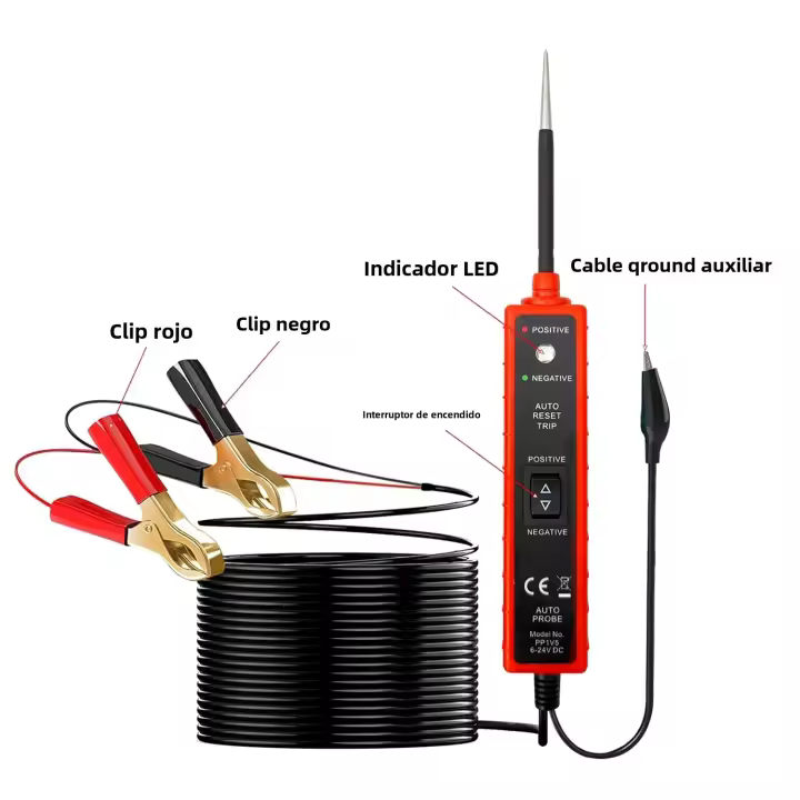 EM285 DCGarantía De 1 Año Prueba De Sistema Eléctrico Automotriz Con Luz LED Identificación De Polaridad Prueba De Continuidad Y Cortocircuito 6-24V - 1