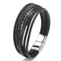 Pulsera De Cuero Para Hombres 20cm Con Hebilla Magnética Aleación De Aluminio Pulsera De Lazo Tejida Para Mujeres Joyería De Fiesta - details 4